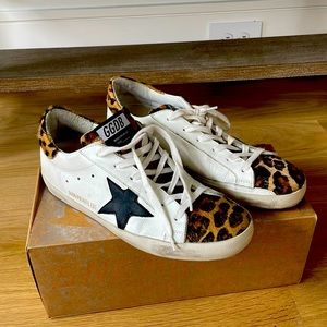 Leopard Tongue and Heel Golden Goose Sneakers RARE/NO LONGER MADE. Worn once.